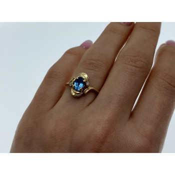 Sky Jewelry Золотое кольцо с топазом и бриллиантами   Лагуна