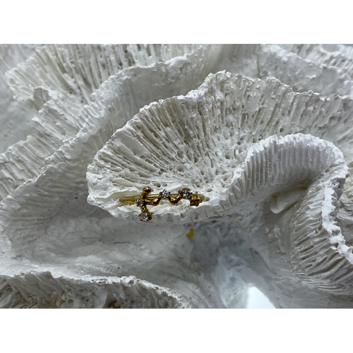 Sky Jewelry Серебряное кольцо в позолоте с бриллиантами