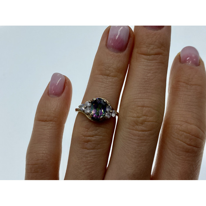 Sky Jewelry Винтажное серебряное кольцо с александритом и фианитом