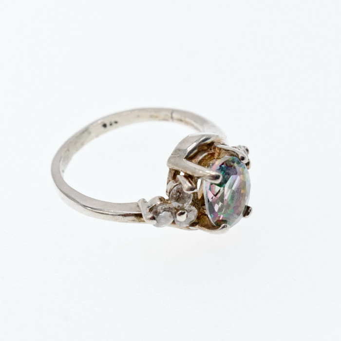 Sky Jewelry Винтажное серебряное кольцо с александритом и фианитом