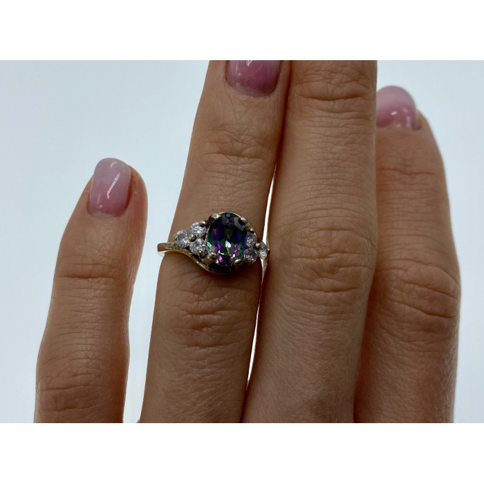 Sky Jewelry Винтажное серебряное кольцо с александритом и фианитом