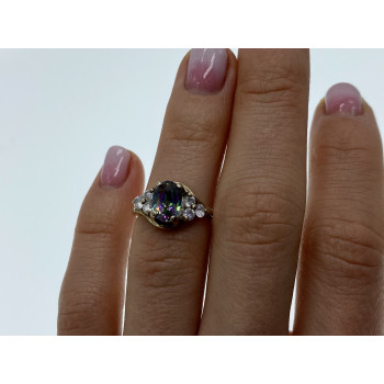 Sky Jewelry Винтажное серебряное кольцо с александритом и фианитом