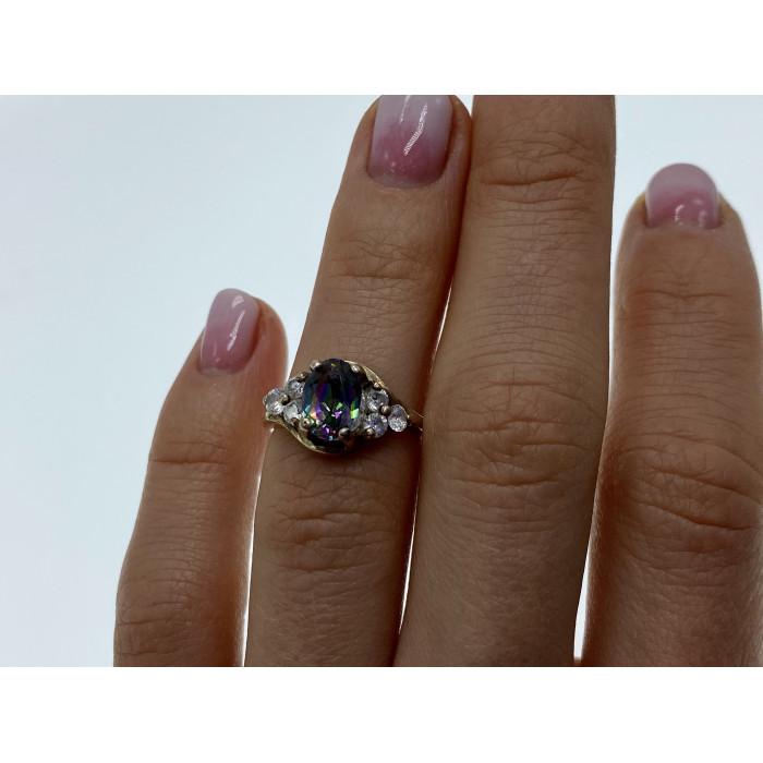 Sky Jewelry Винтажное серебряное кольцо с александритом и фианитом