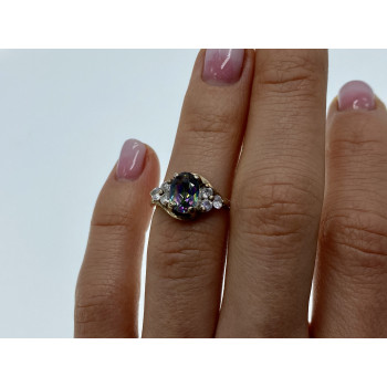 Sky Jewelry Винтажное серебряное кольцо с александритом и фианитом