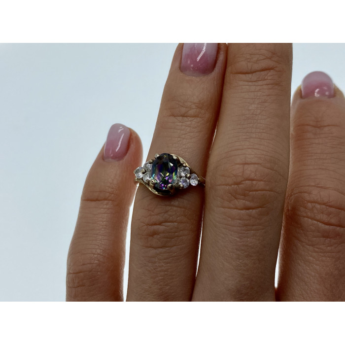 Sky Jewelry Винтажное серебряное кольцо с александритом и фианитом