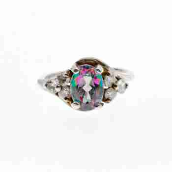Sky Jewelry Винтажное серебряное кольцо с александритом и фианитом