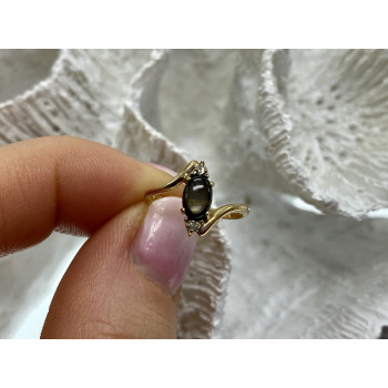 Sky Jewelry Золотое кольцо с звездчатым сапфиром и бриллиантами  Желание