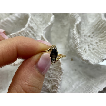 Sky Jewelry Золотое кольцо с звездчатым сапфиром и бриллиантами  Желание