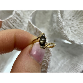 Sky Jewelry Золотое кольцо с звездчатым сапфиром и бриллиантами  Желание