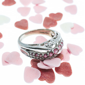 Sky Jewelry Серебряное кольцо с розовой шпинелью  Любовь