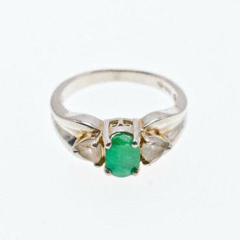 Sky Jewelry Серебряное кольцо с изумрудом и шпинелью