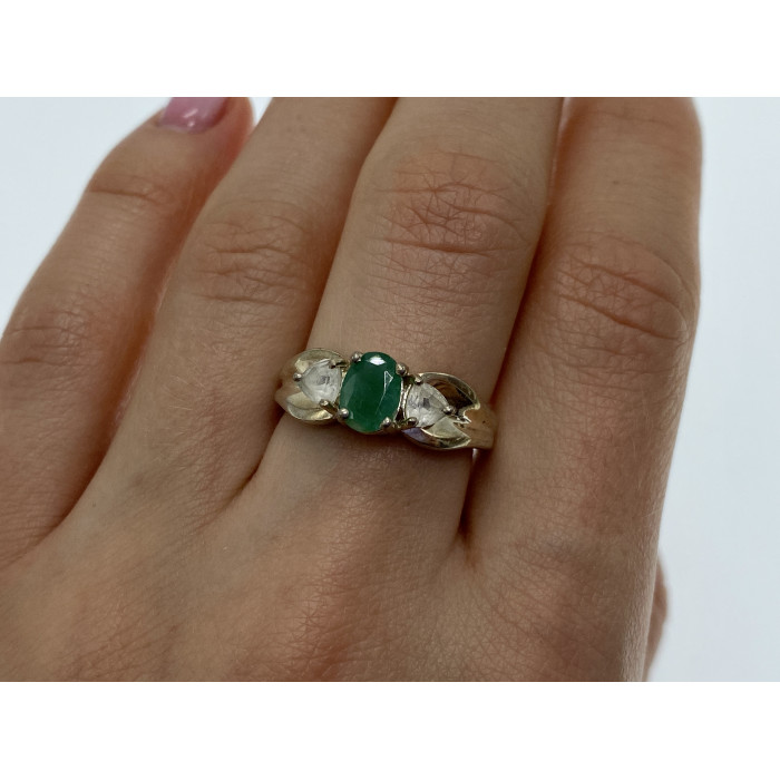 Sky Jewelry Серебряное кольцо с изумрудом и шпинелью