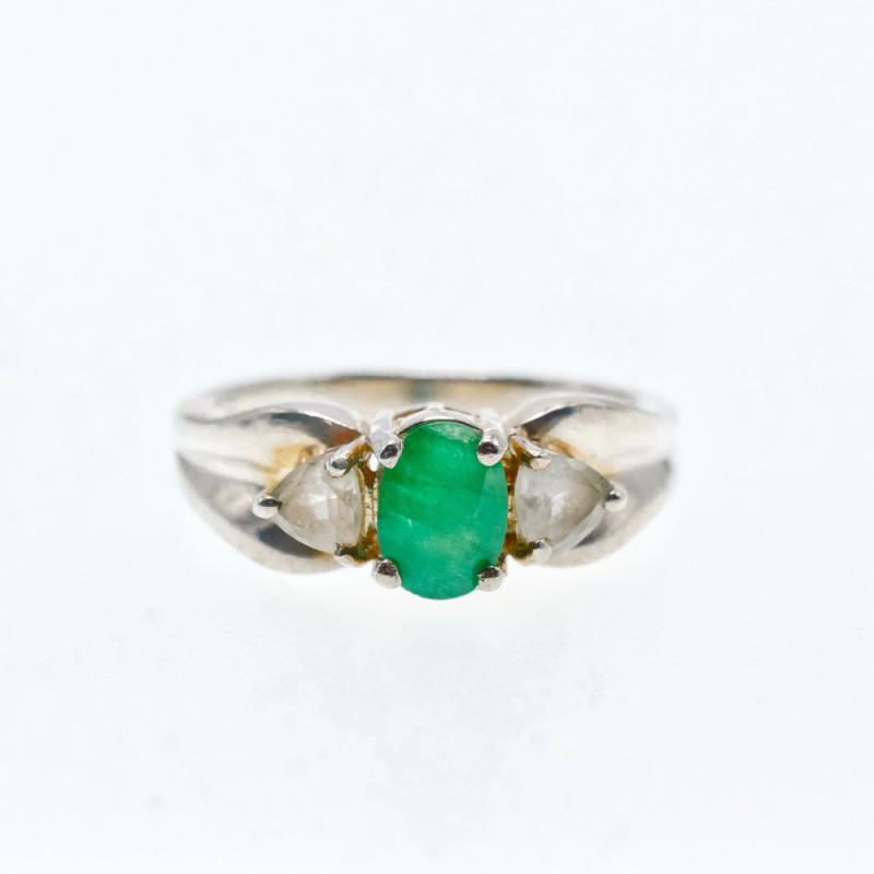 Sky Jewelry Серебряное кольцо с изумрудом и шпинелью