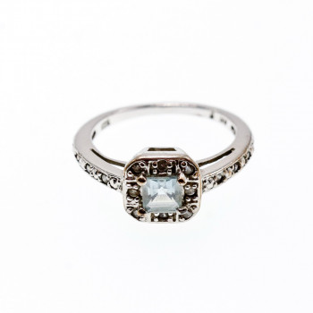 Sky Jewelry Серебряное кольцо с аквамарином и фианитами