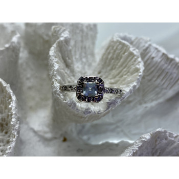 Sky Jewelry Серебряное кольцо с аквамарином и фианитами