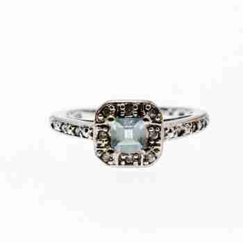 Sky Jewelry Серебряное кольцо с аквамарином и фианитами