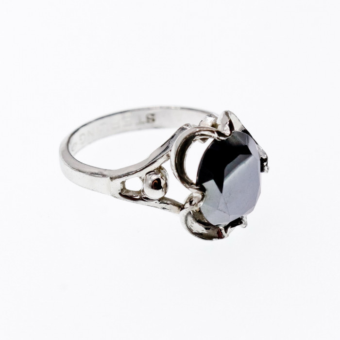 Sky Jewelry Серебряное кольцо с гематитом  Грация