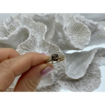 Sky Jewelry Серебряное кольцо с камнем гессонит и бриллиантами