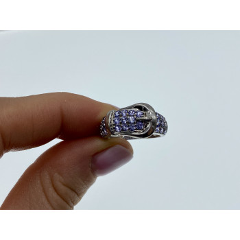 Sky Jewelry Серебряное кольцо с фианитами  Ремень