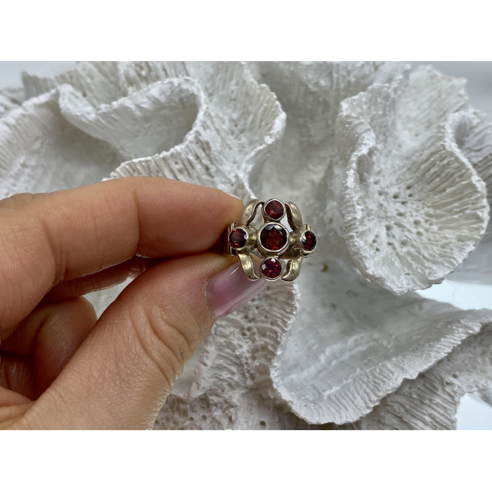 Sky Jewelry Винтажное серебряное кольцо с камнем спессартин