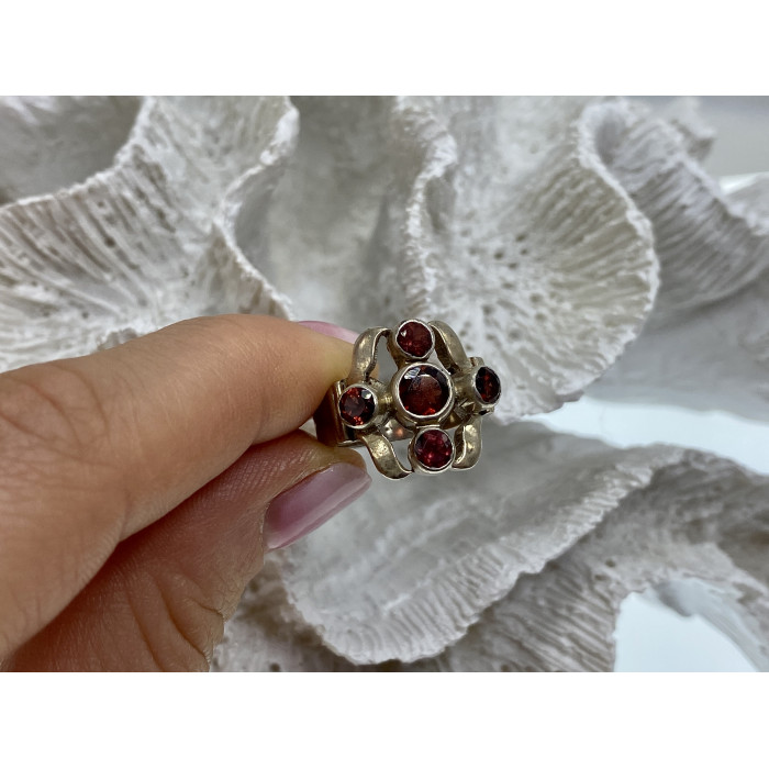 Sky Jewelry Винтажное серебряное кольцо с камнем спессартин