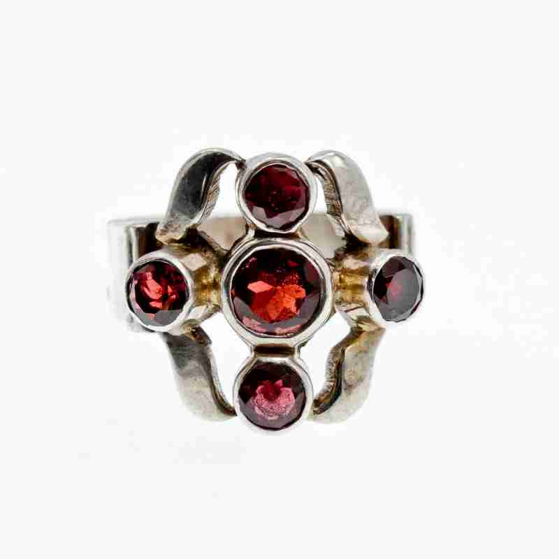 Sky Jewelry Винтажное серебряное кольцо с камнем спессартин
