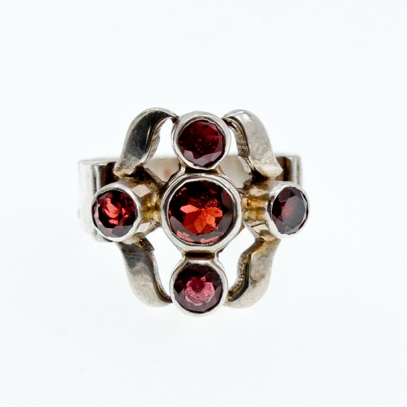 Sky Jewelry Винтажное серебряное кольцо с камнем спессартин