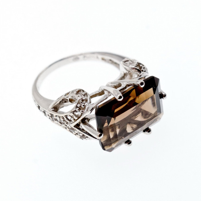 Sky Jewelry Серебряное кольцо с камнями  гессонит и кварц