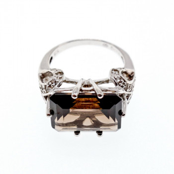 Sky Jewelry Серебряное кольцо с камнями  гессонит и кварц