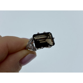 Sky Jewelry Серебряное кольцо с камнями  гессонит и кварц