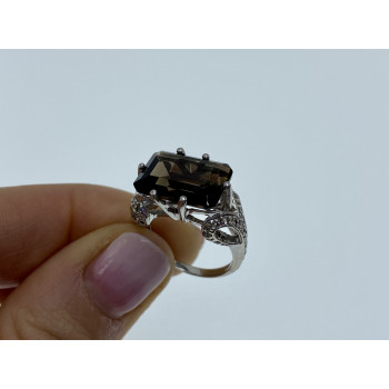 Sky Jewelry Серебряное кольцо с камнями  гессонит и кварц