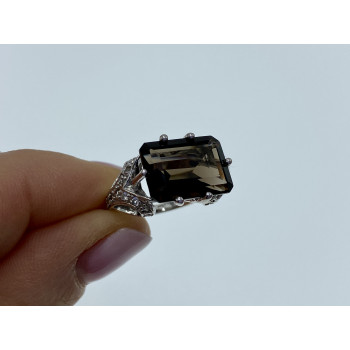 Sky Jewelry Серебряное кольцо с камнями  гессонит и кварц