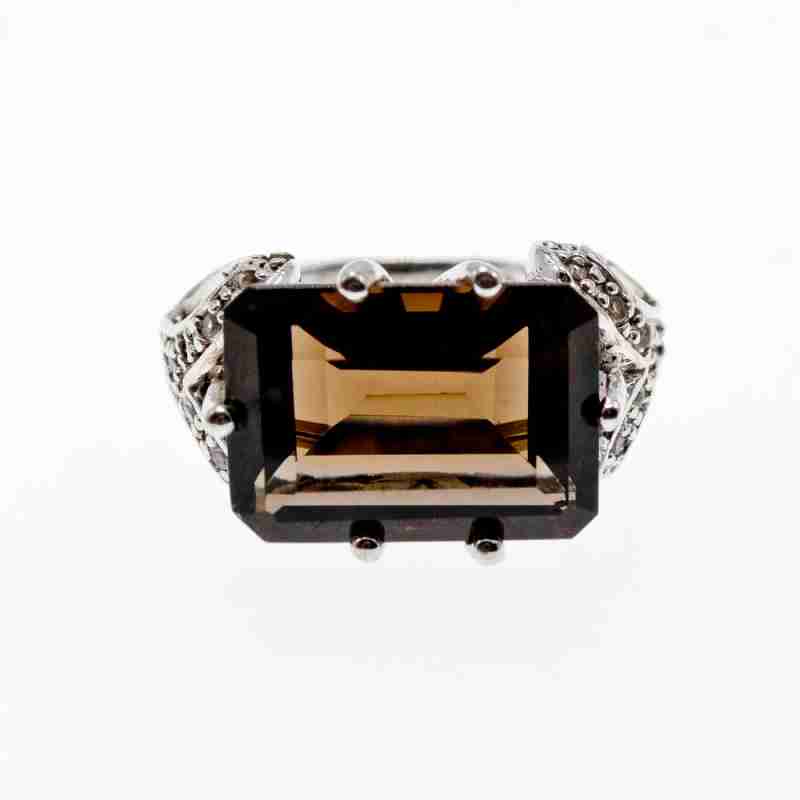 Sky Jewelry Серебряное кольцо с камнями  гессонит и кварц