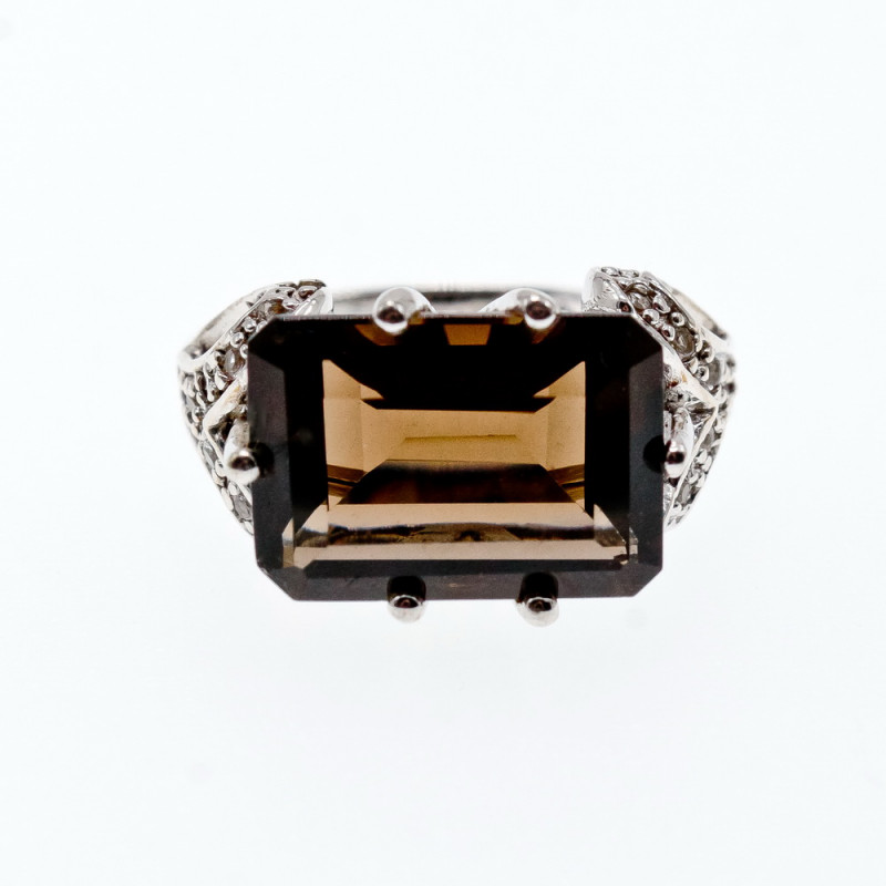 Sky Jewelry Серебряное кольцо с камнями  гессонит и кварц