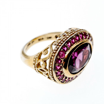 Sky Jewelry Серебряное кольцо в позолоте с фианитами  Королева