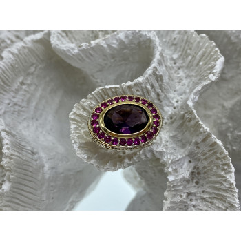 Sky Jewelry Серебряное кольцо в позолоте с фианитами  Королева