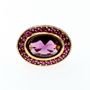 Sky Jewelry Серебряное кольцо в позолоте с фианитами  Королева