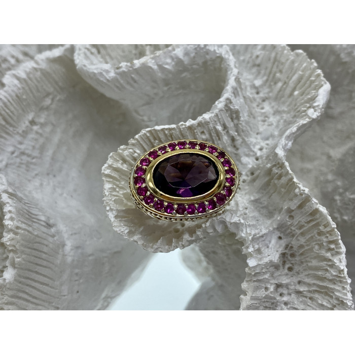 Sky Jewelry Серебряное кольцо в позолоте с фианитами  Королева