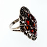 Sky Jewelry Серебряное кольцо с камнями гранат и морион