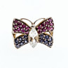 Sky Jewelry Серебряное кольцо с белым топазом , розовой шпинелью и турмалином  Бабочка