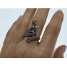 Sky Jewelry Серебряное кольцо с камнями морион хризолит топаз и шпинель  Цветы