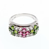 Sky Jewelry Серебряное кольцо с изумрудом топазом и гошенитом  Цветы