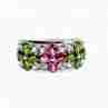 Sky Jewelry Серебряное кольцо с изумрудом топазом и гошенитом  Цветы