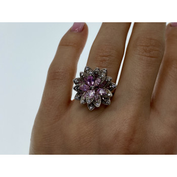 Sky Jewelry Серебряное кольцо с фианитами  Счастье в цветах