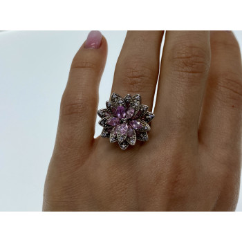 Sky Jewelry Серебряное кольцо с фианитами  Счастье в цветах