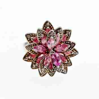 Sky Jewelry Серебряное кольцо с фианитами  Счастье в цветах