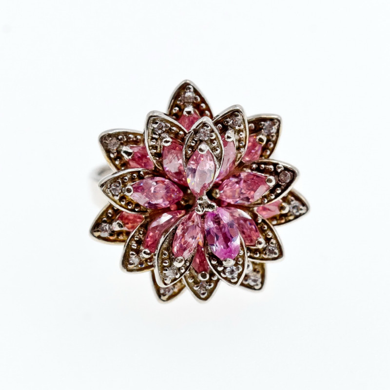 Sky Jewelry Серебряное кольцо с фианитами  Счастье в цветах