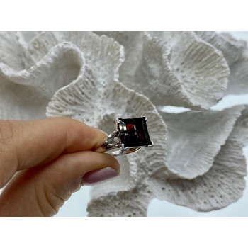 Sky Jewelry Серебряное кольцо с камнями спессартин и гошенит   Образ