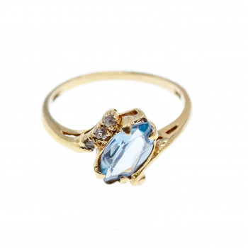 Sky Jewelry Золотое кольцо с топазом и бриллиантами   Маркиз