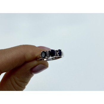 Sky Jewelry Серебряное кольцо с сапфирами  Обаяние